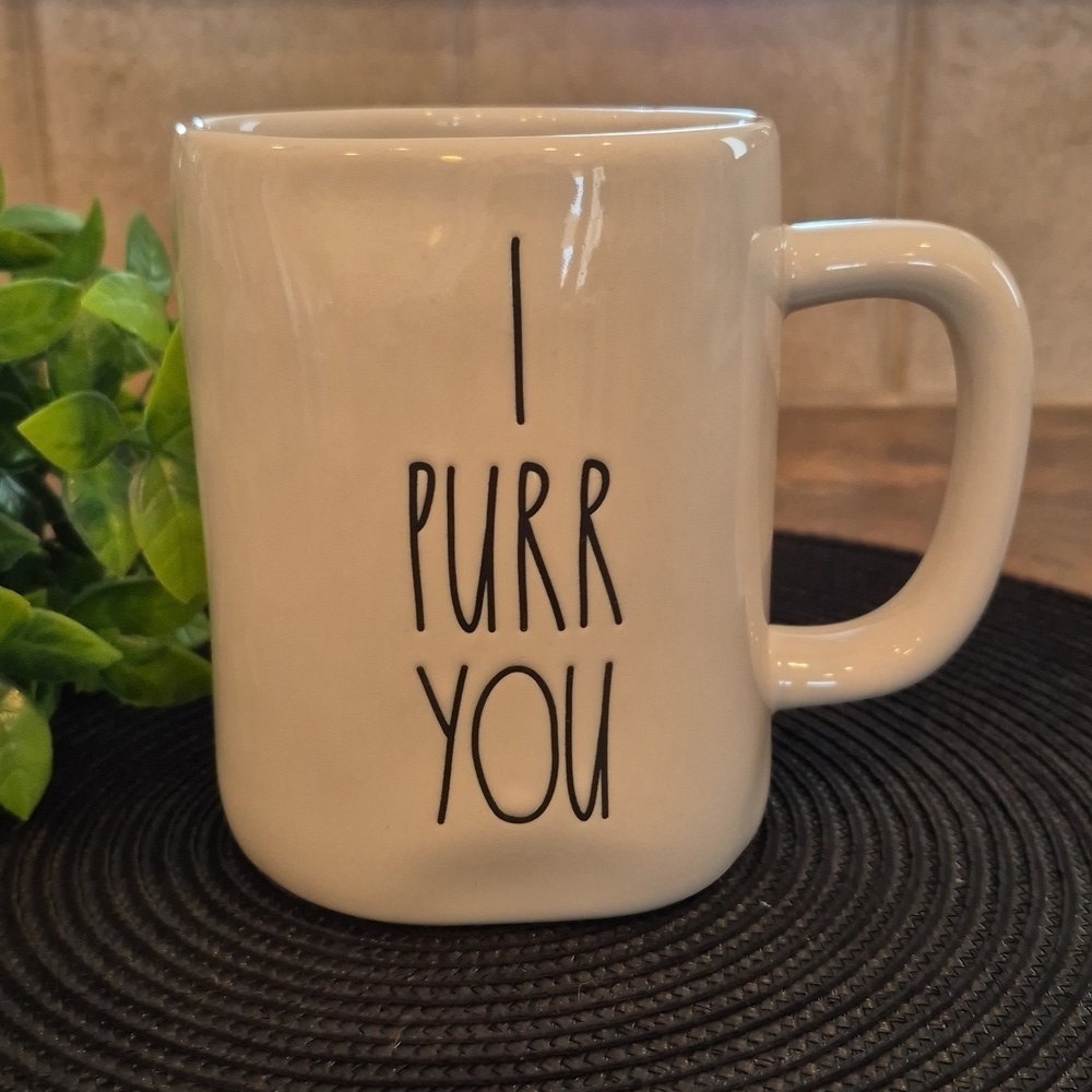RAE DUNN "I PURR YOU" 🐈‍⬛️ Cat Lovers White Ceramic Mug With Black Lettering